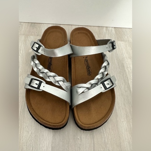 AEROTHOTIC VIKING SILVER STRAPPY SANDALS 40 EU / Sz 9-9.5 US - Picture 2 of 7